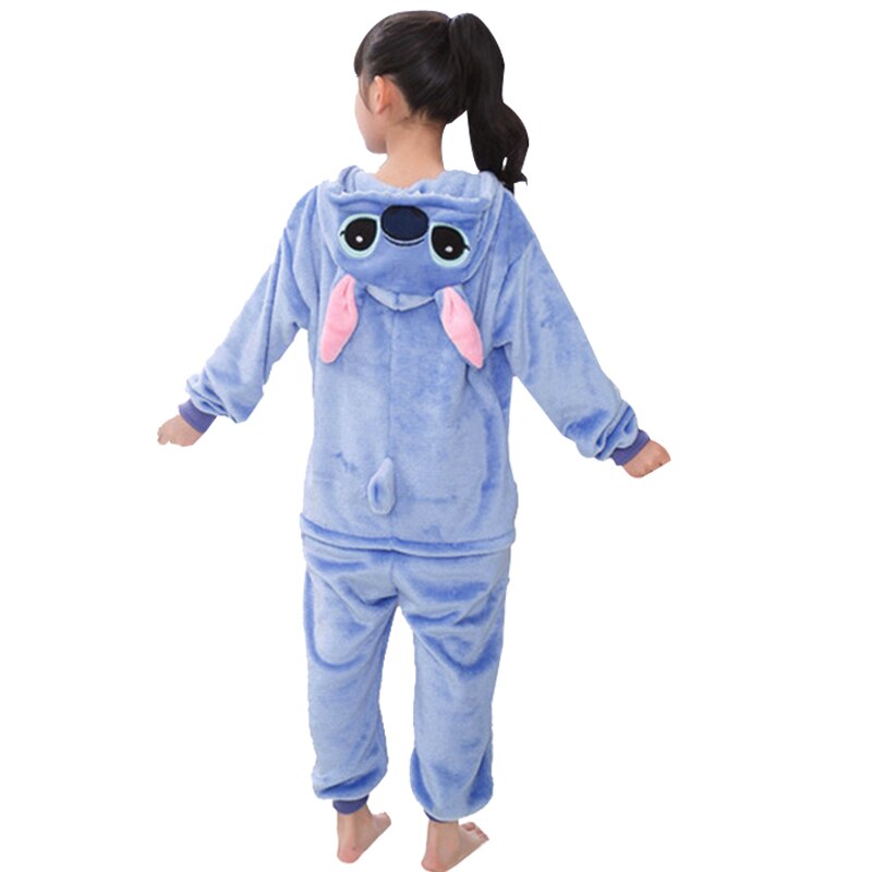 Jenter gutter vinter kigurumi stitch pyjamas enhjørning tegneserie anime onesies barn nattøy flanell varm jumpsuit barn pyjamas