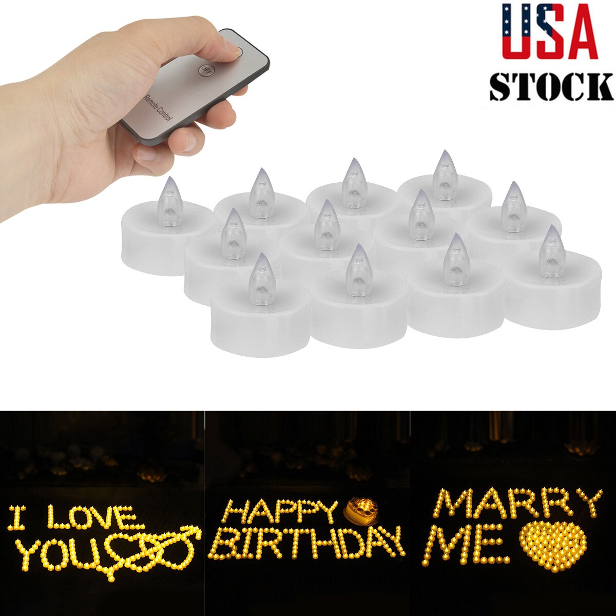 12pcs DIY LED Candles With Remote Control Windproof LED Tea Lights Battery Operated Smokeless Candles For Party Decoration​