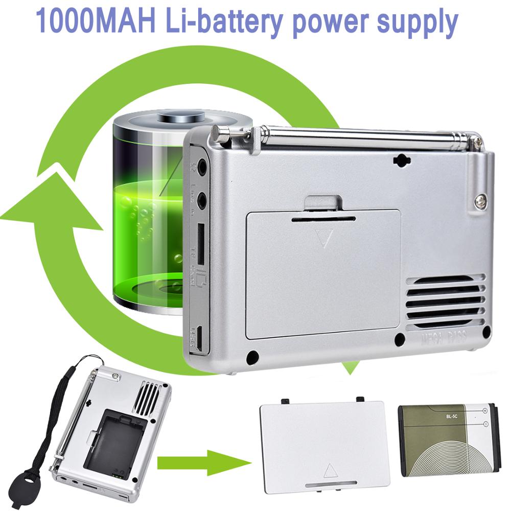 Radio FM/AM/SW stéréo Portable, récepteur pleine bande, avec prise casque 3.5MM, Support d&#39;enregistrement carte TF, lecteur de musique AUX