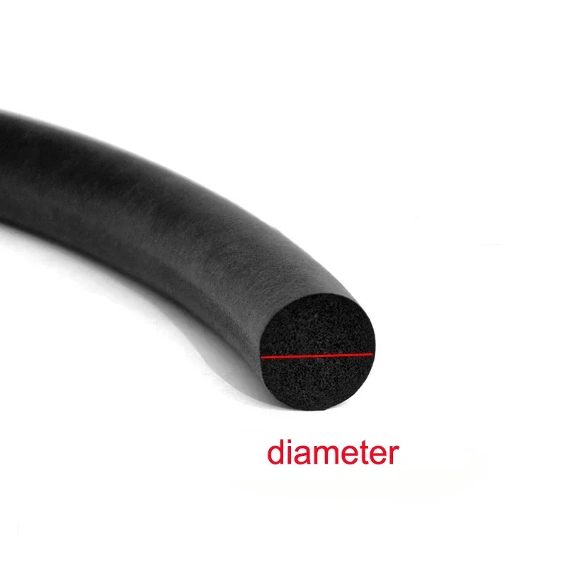 1 meter Zwart EPDM Rubber Foam Afdichtstrip Ronde Spons Koord Bar Voor autodeur rubber schuim 2.5mm/3mm/4mm/5mm/6mm/7mm
