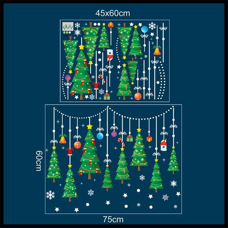 Green Christmas tree wall sticker Shopping mall window Christmas decoration poster Home decoration