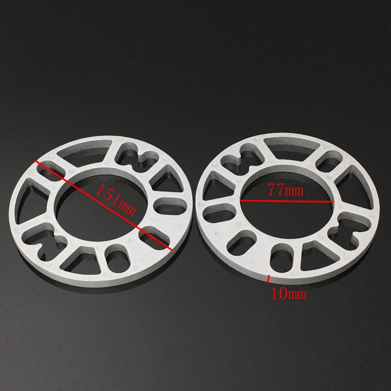 2 stk universal 10mm alu aluminium hjul afstandsstykker shims plade passer 4 / 5 studs