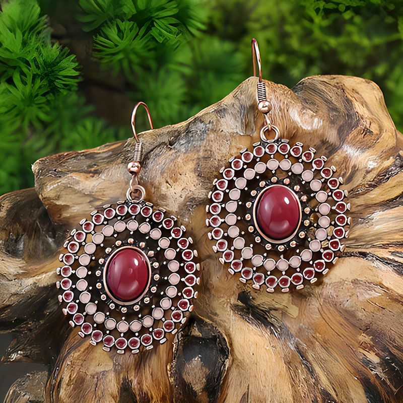 Pendientes de gota de agua de aleación étnica bohemia para mujer, pendientes colgantes de aceite de gota Multicolor Retro, joyería para diaria y vacaciones: cromo negro