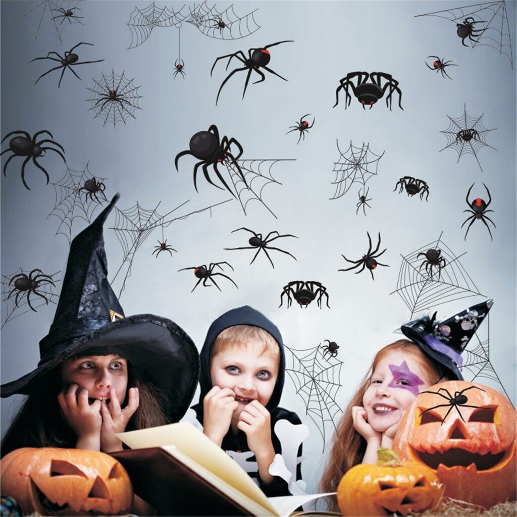 Spider Webs Halloween wall Stickers bedroom Decal Black party refrigerator window decal wall stickers party deocr#0805PJR