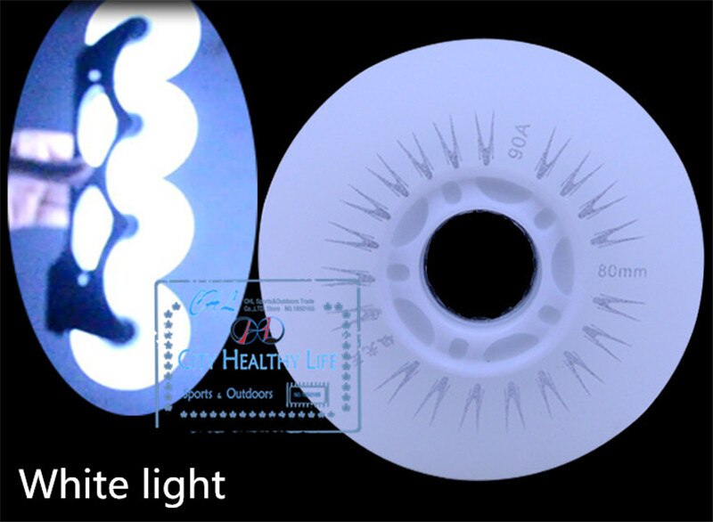 4PCS /lot 90A north light flash wheel with 52 firestones, LED flash skating for inline skates wheel fire stone flint