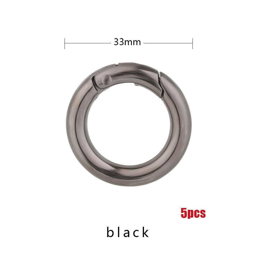 2 uds. De hebillas de aleación de Zinc para bolsos, hebillas redondas plateadas de resorte para puertas, Clips de mosquetón para bolsos, ganchos a presión, accesorios para bolsos: Black 33mm