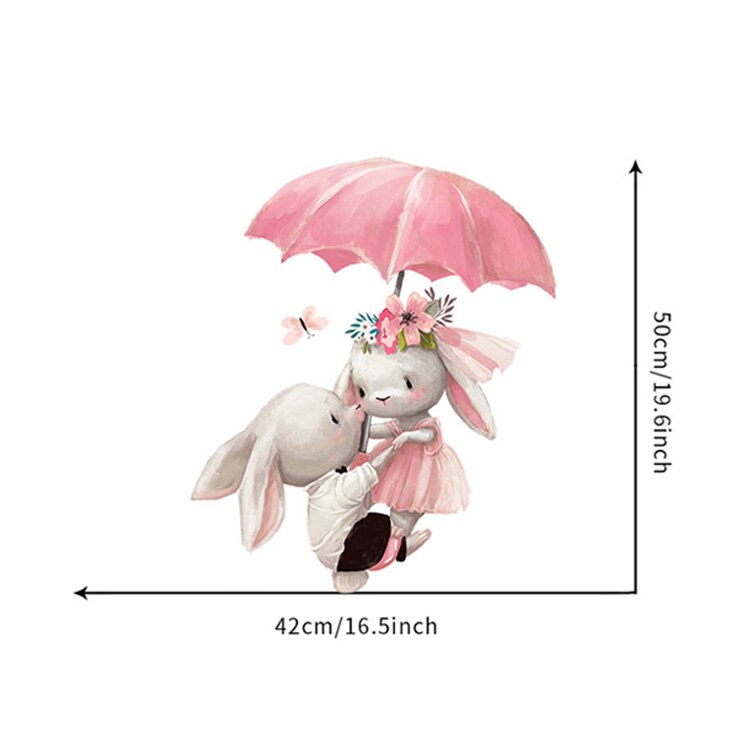 Cute Rabbit Series Wall Sticker For Kids Baby Room Home Decoration Wallpaper Living Room Bedroom Removable Mural Bunny Stickers: black