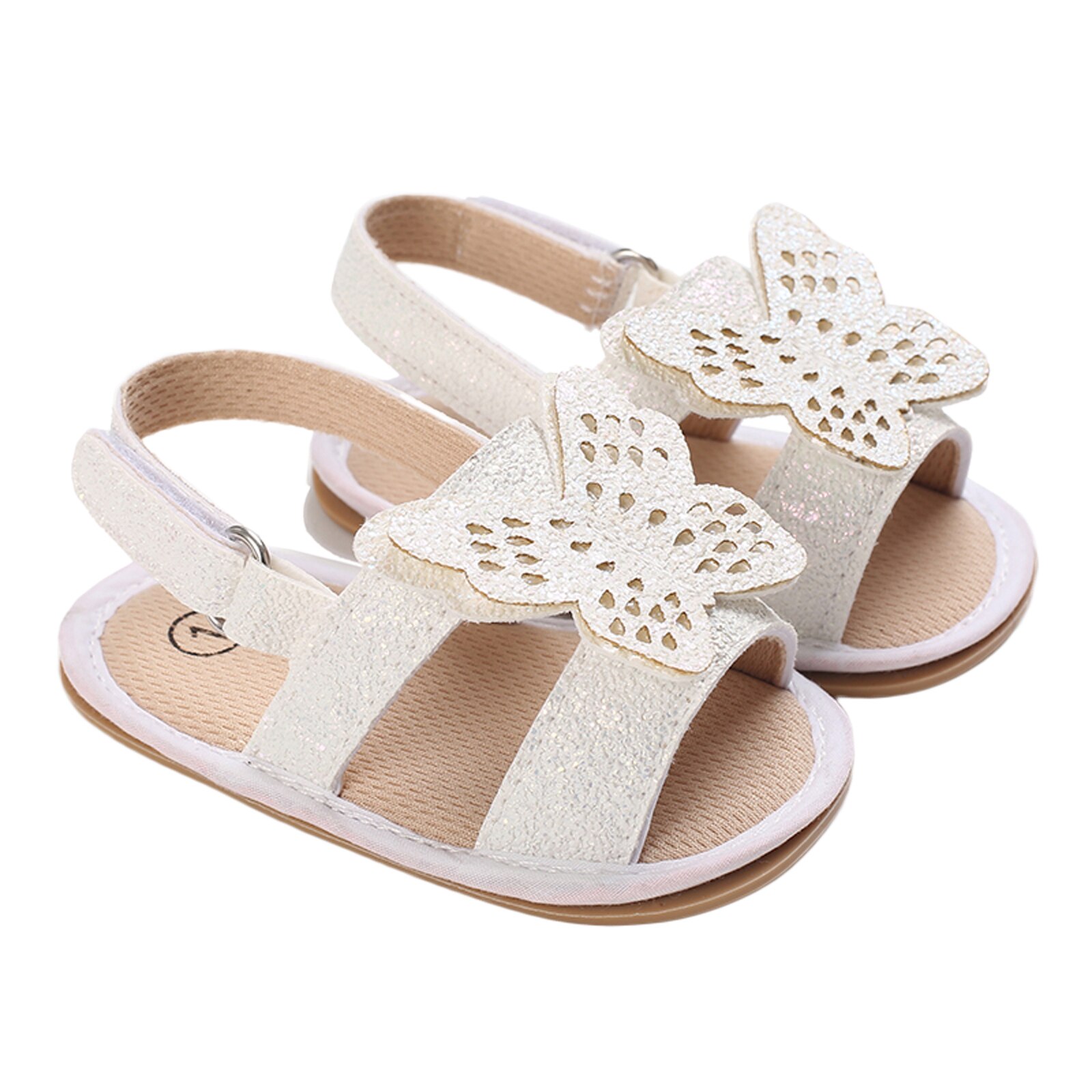 Pudcoco Baby Mädchen Sommer Schmetterling Sandalen Nicht-Unterhose Weiche Sohle Kleinkind Prinzessin offen-Zeh Flache Schuhe 0-18Monate: A / 0-6 Monate