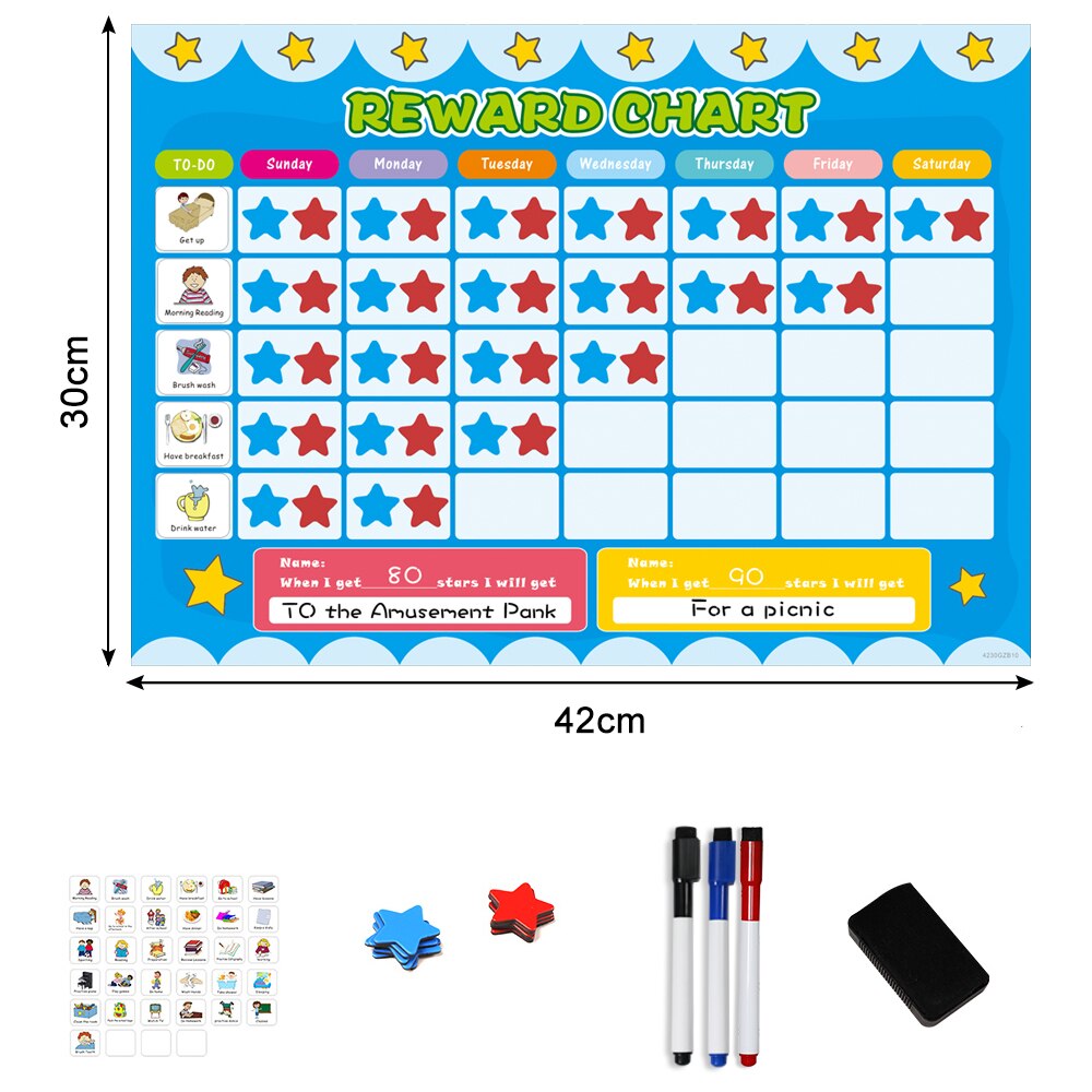 Magnetische freundlicher Kalender Verantwortung Diagramm Zeit Spielzeug 100 Stern Magneten zu Verfolgen ZeitpläNe Aufgaben Verhalten Belohnung Rekord Bord