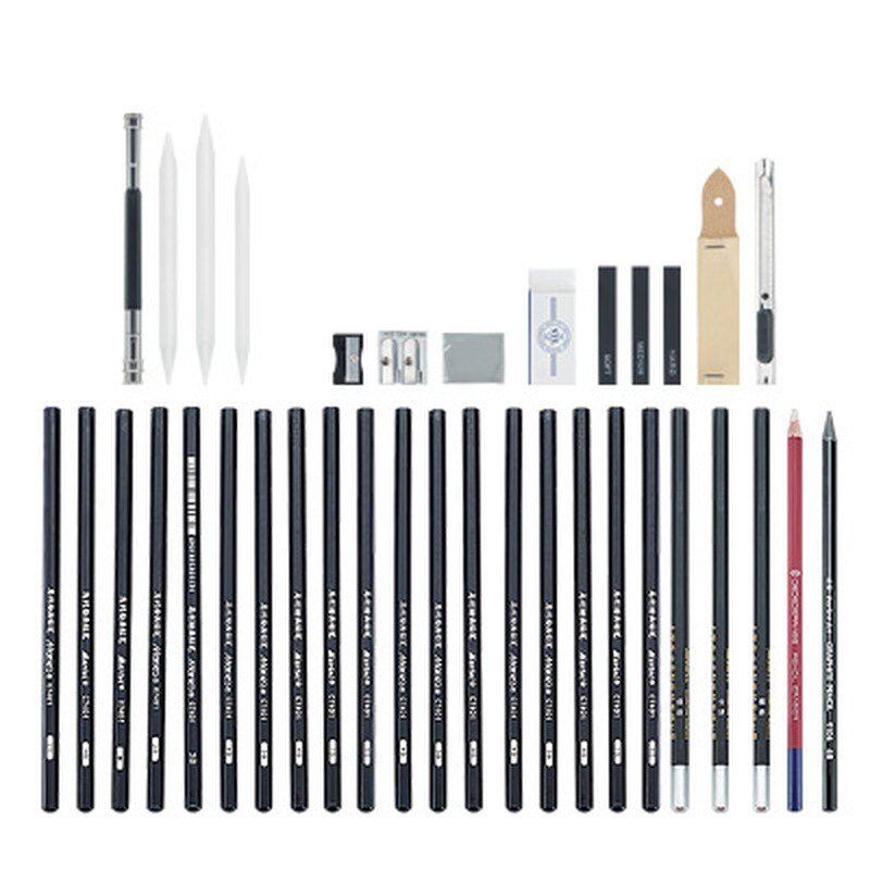 Sketch Pencil Set Sketching Drawing Kit Wood Pencil Bags Students Drawing Art Supplies Office Stationery