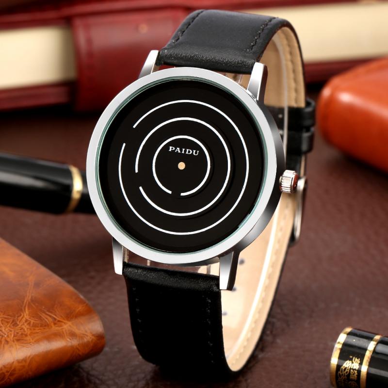 Sport polshorloge coole draaitafel wijzerplaat casual horloges pu leren band quartz dames eenvoudig heren relogio