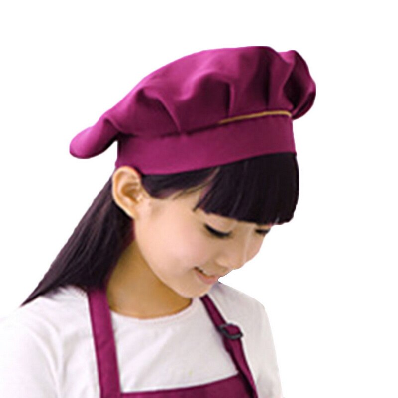 Kids Headwear Children's Chef Hat Cute Baby Boys Kitchen Work Caps Solid Pleated Fit Baking