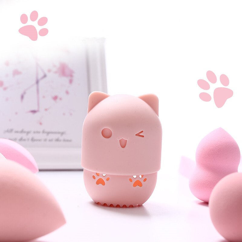 Caja de esponjas gatito de belleza, caja de esponjas de silicona, caja de esponjas
