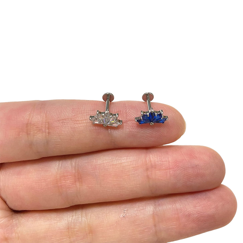 ASTM F136 Titanium Ear PIERC 5 Kite Shape CZ Paved Tops Labret Lip Ring Cartilage Tragus Earring Helix Body Piercing Jewelry