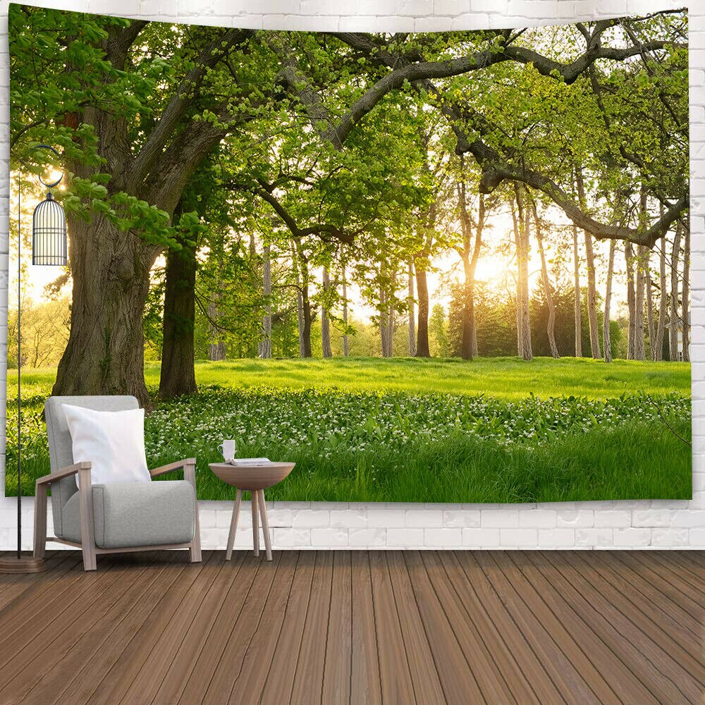 Tapiz de Río y bosque, colcha colgante de pared, colcha Hippie gitana, funda decorativa para el hogar: 4
