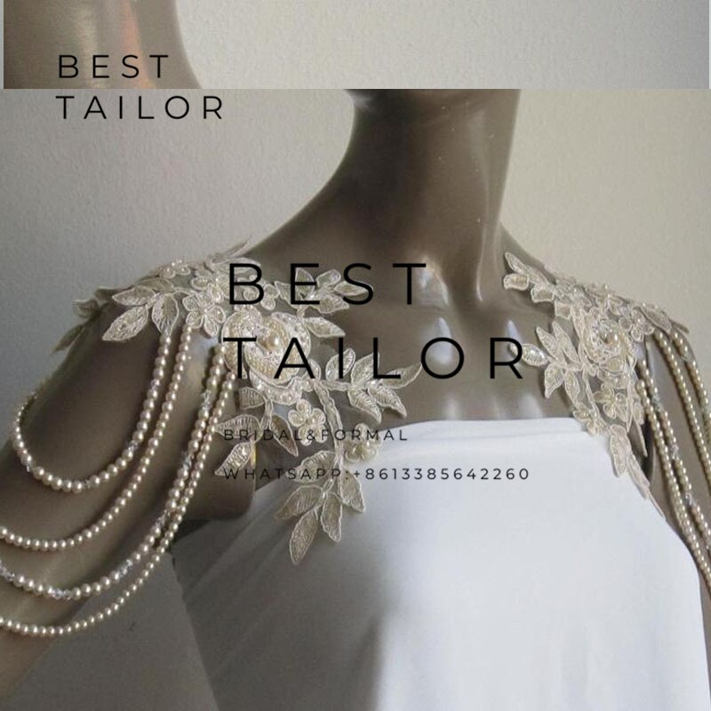 Ivory Sexy Bridal Jacket for Wedding Dress Women Wedding Bolero Wrap Pearls Shoulder Piece Bride Wedding Accessories Mariage