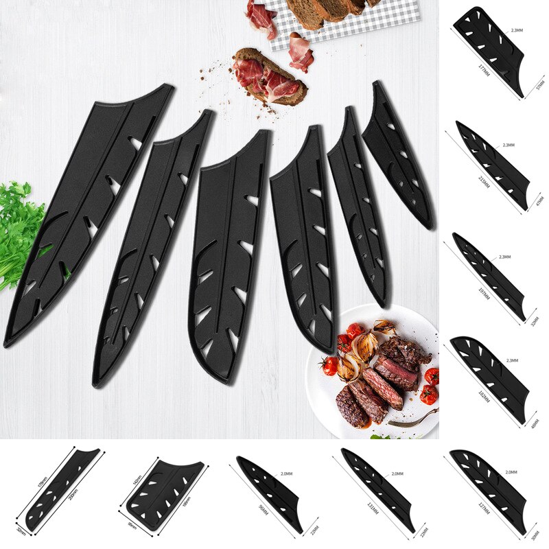 Protector de borde de cuchillo, cubierta de plástico negro para Cuchillo de acero inoxidable de 8 "8" 7 "5" 5 "3,5", cubiertas de hoja de cuchilla de gama alta