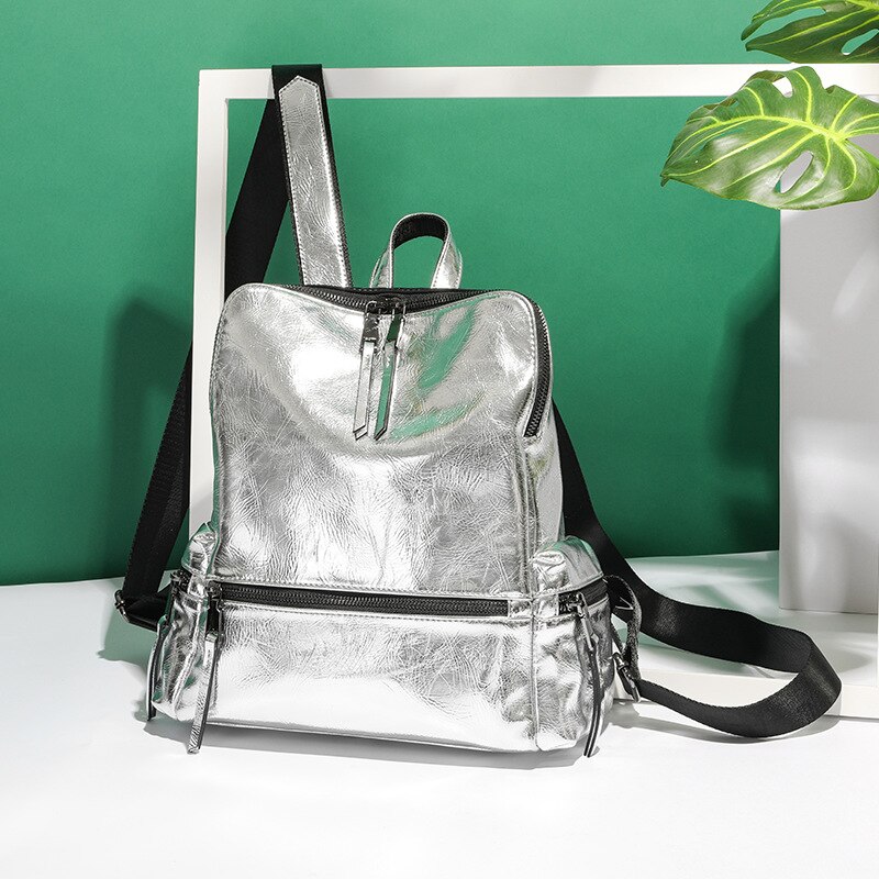 sommer Größehe Kapazität Schule Schulter Tasche lässig PU Frauen Anti-diebstahl Rucksack Silber Reflektierende Rucksäcke Sack A Dos: Ursprünglich Titel