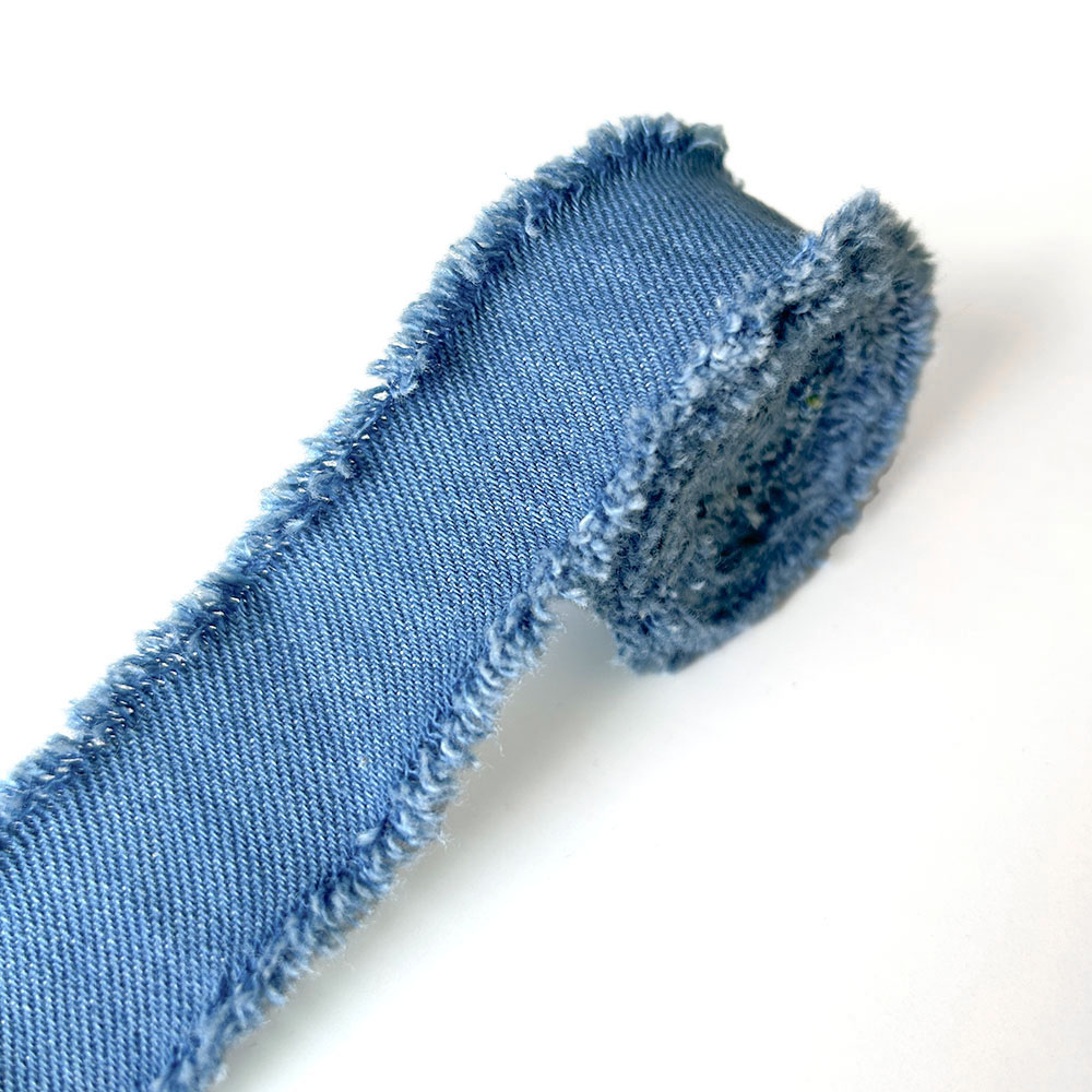 Denim lint jeans doek stof handgemaakte franje zijden linten voor doe-het-zelf naaien ambachten haarspeld strikken kleding blauwe cowboy decoratie: Blauw