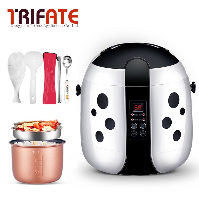MINI Cute 220v multifunctional student single people small automatic mini cooker for 1-2 people electric mini rice cooker: White