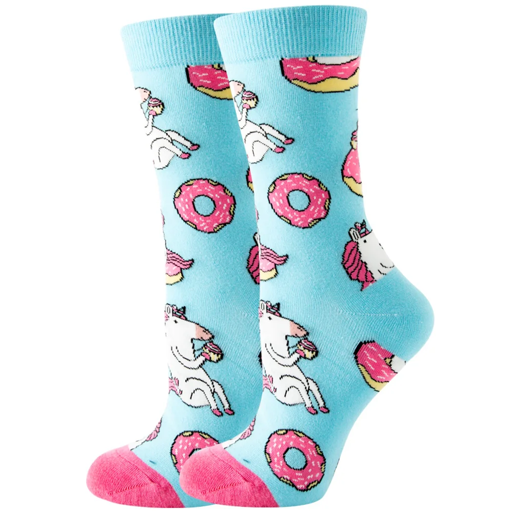 Calcetines bonitos con dibujos de animales y flores para hombre y mujer, calcetines divertidos Kawaii a la , calcetines informales felices Harajuku para otoño e invierno