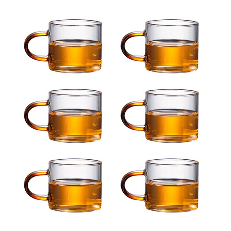Hittebestendig Glas Theepot Met Roestvrijstalen Theefilter Verwarmde Container Thee Pot Goede Clear Ketel Vierkante Filter Manden: 6pcs 80ml yellow