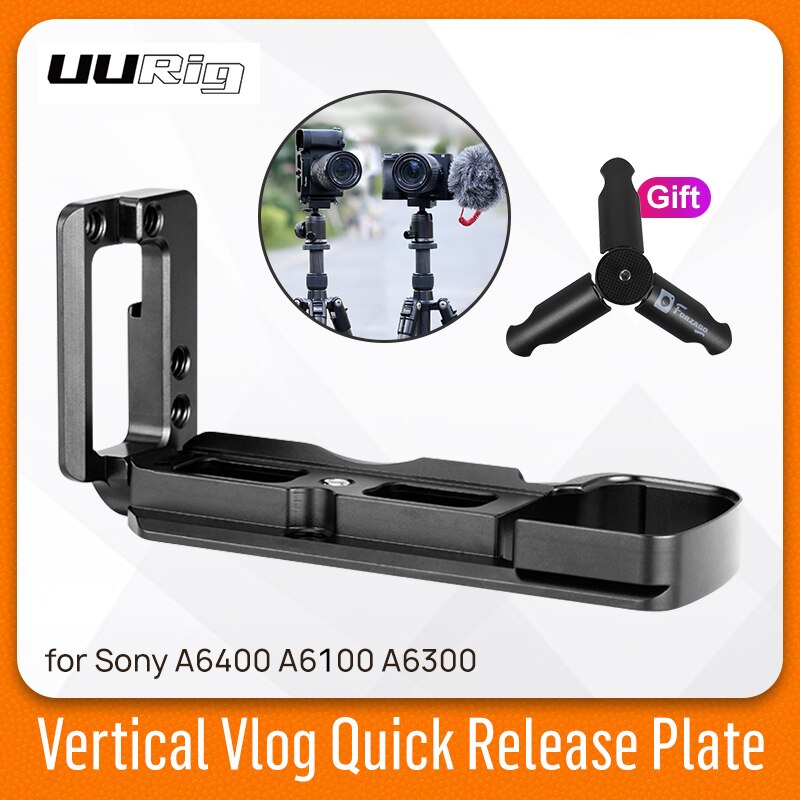 Plaque de dégagement rapide verticale Vlog pour Sony A6400 A6500 A6300 Vlog L support de plaque avec chaussure froide de Style Arca pour Microphone