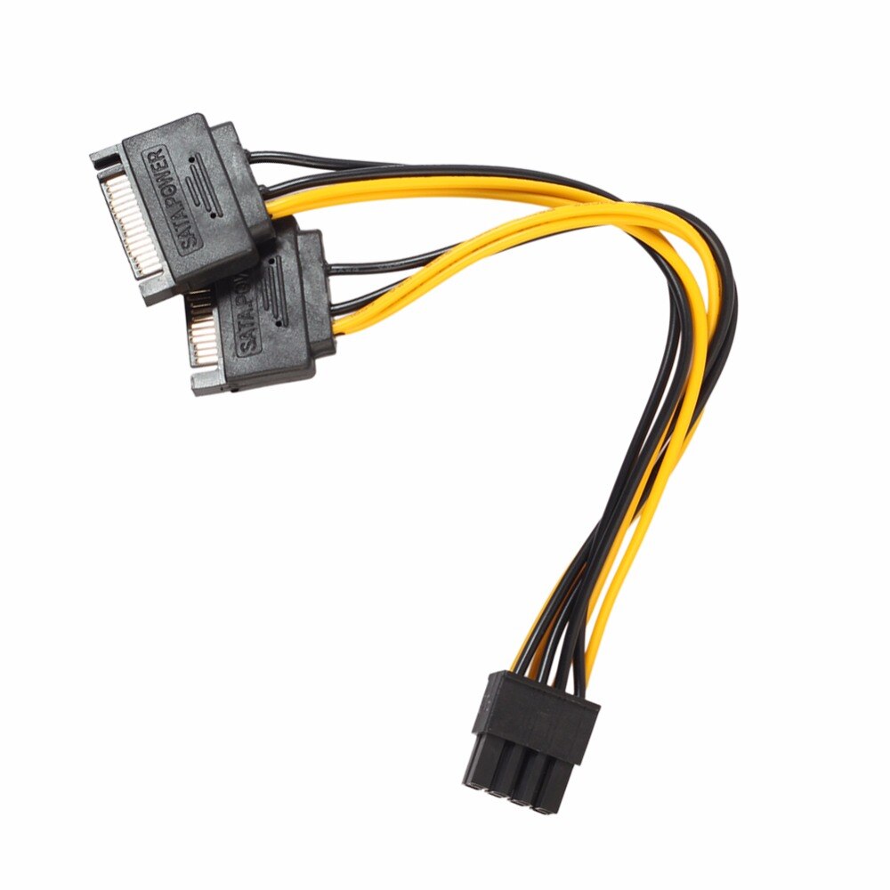 17cm Double SATA 15 Pin to 8 Pin Graphics Card External Power Cord Power Supply Cable 1 Divides into 2