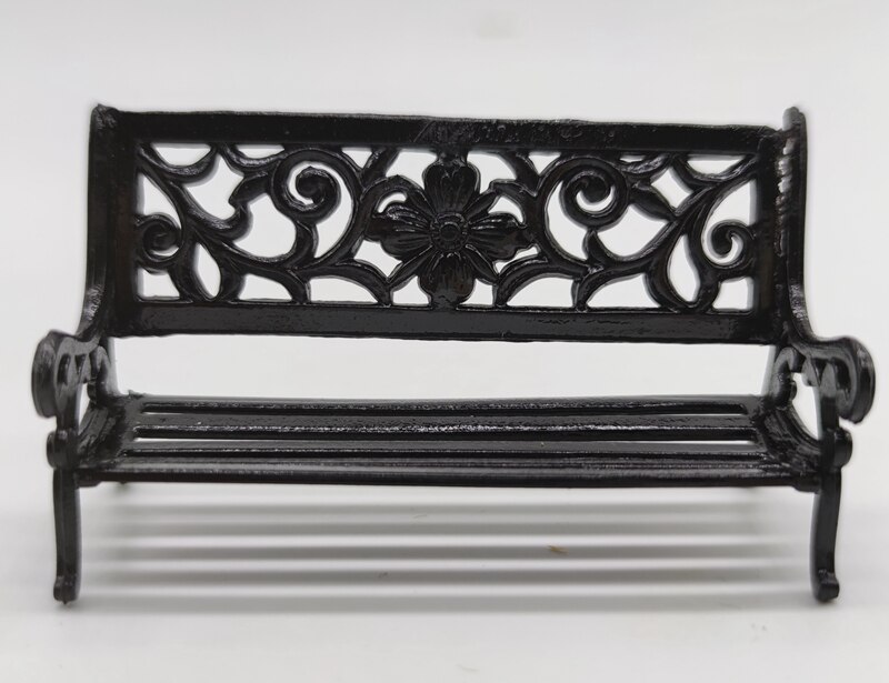 1/25 Scale Park Bench Model Mini Bench Miniature Parks Home Crafts Gardens Ornament Layout: black