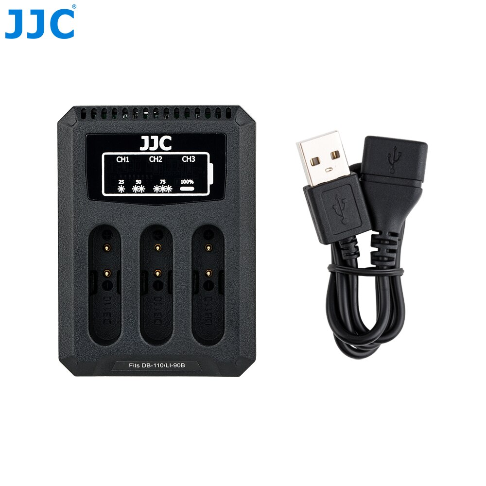 Jjc usb multi batteriladdare för ricoh db -110/ olympus li -90b/ jjc b -db110 ladda 3 batterier med led indikatorer förlängningskabel: Default Title