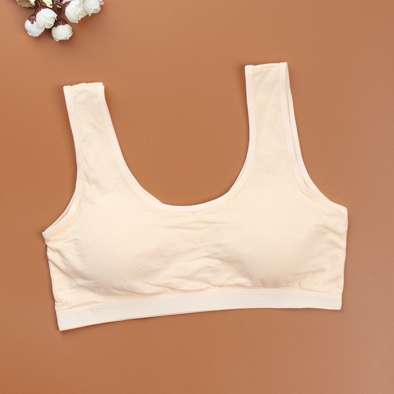 Girls' brassiere development vest type students' pure cotton U-type broadband children's short brassiere sports ventilation: Skin