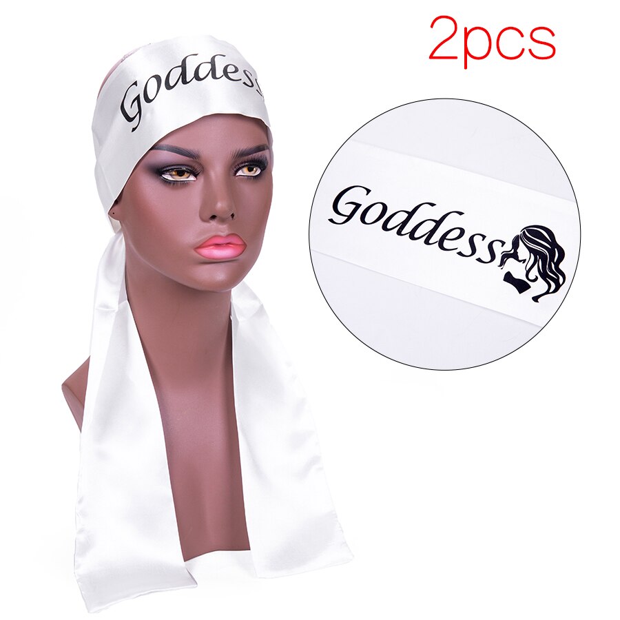 Alileader billig silke sateng kant skjerf sateng kant hodebånd for parykker sateng kant legging skjerf hair extensions wraps hodebånd: Gudinne bai 2 stk