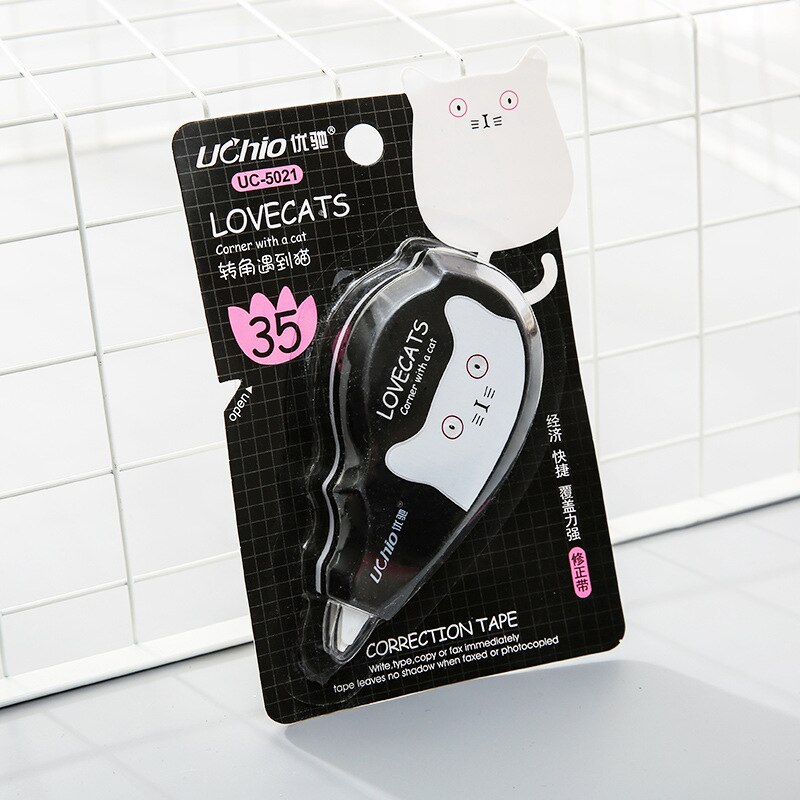 1 pc losowy koreańnarty styl czarny biały kot przezroczyste biurowe korektor taśma korekcyjna wałek białe naklejki dla dzieci szkoły dostaw