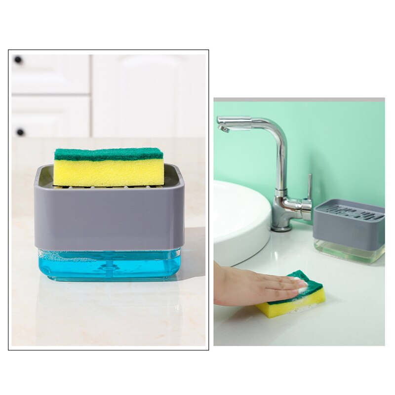 Caja dispensadora automática de jabón líquido para cocina, estropajo tipo prensa, soporte de esponja, caja dispensadora de jabón S55