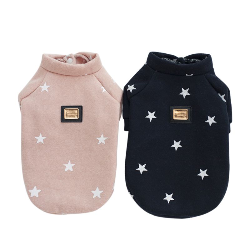 Pet Otoño e Invierno ropa suministros perros calientes sudaderas pentagrama cinco estrellas patrón cachorro mascota invierno Hoddies para Gatos