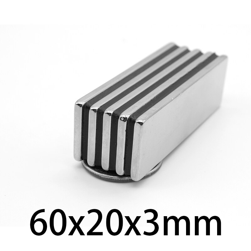 3-30 Pcs 60X20X3 Mm Ndfeb Super Sterke Neodymium Magneten Blok Permanente Magneet 60X20X3 Mm N35 Krachtige Magnetische 60*20*3Mm