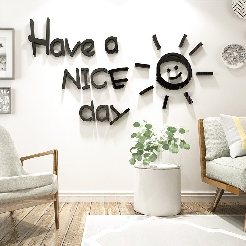 Hav en dejlig dag 3d akryl spejl wallsticker hjem stue soveværelse børneværelse vægdekoration wallsticker