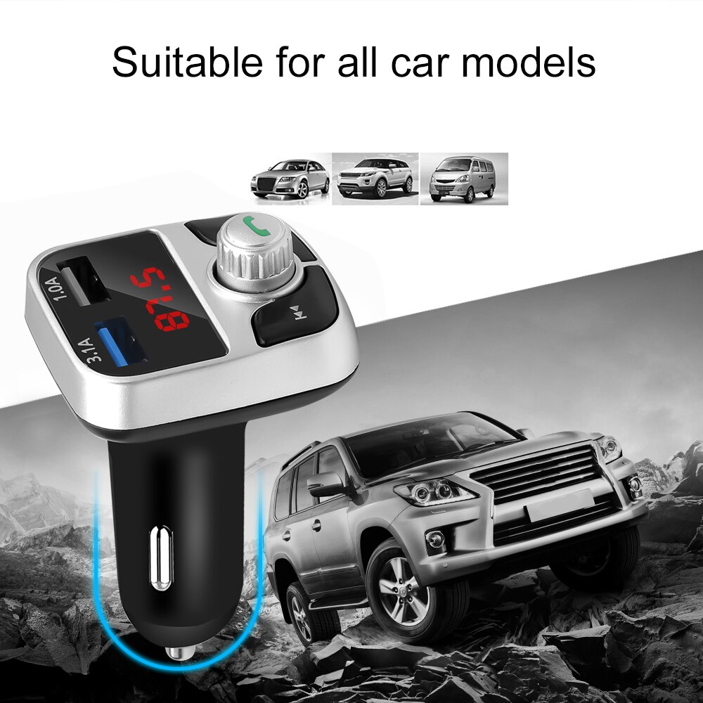 Dual USB 3.1A Phone Charger Bluetooth 4.2 FM Transmitter Modulator Wireless U-disk TF card playing adapter Hands free Car Kit