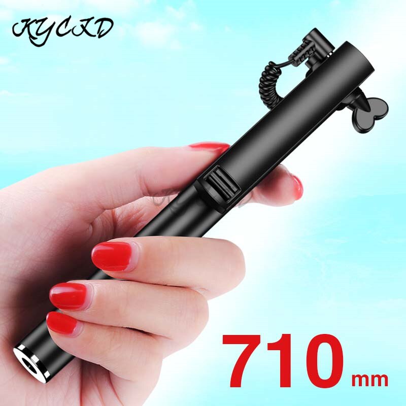Handheld Selfie Stick 71CM Extendable With Remote Shutter Button 3.5mm Cable Wired Selfie Monopod Self-Timer For Android IOS