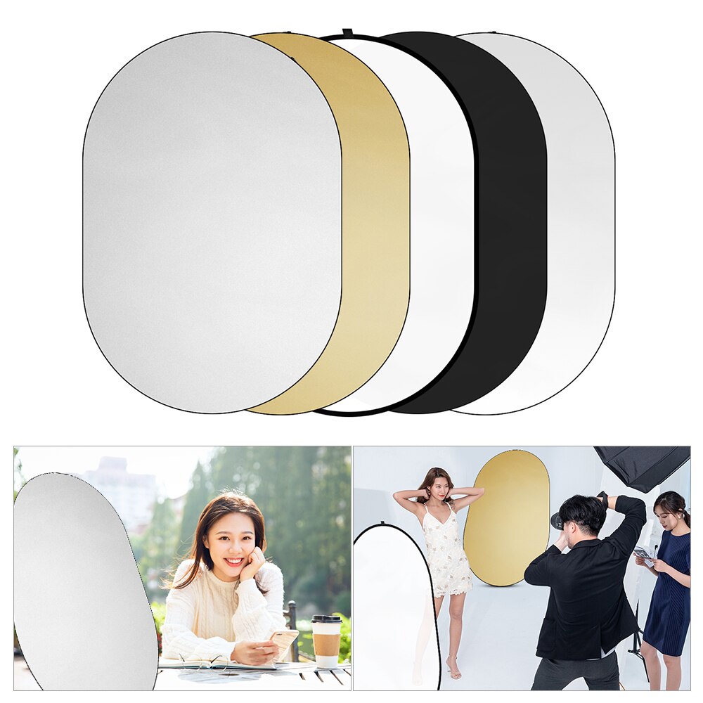 100*150cm/39 * 59 inch Video Photography Light Reflector 5-in-1 Collapsible Multi-Disc for Studio Outdoor with Carry Bag