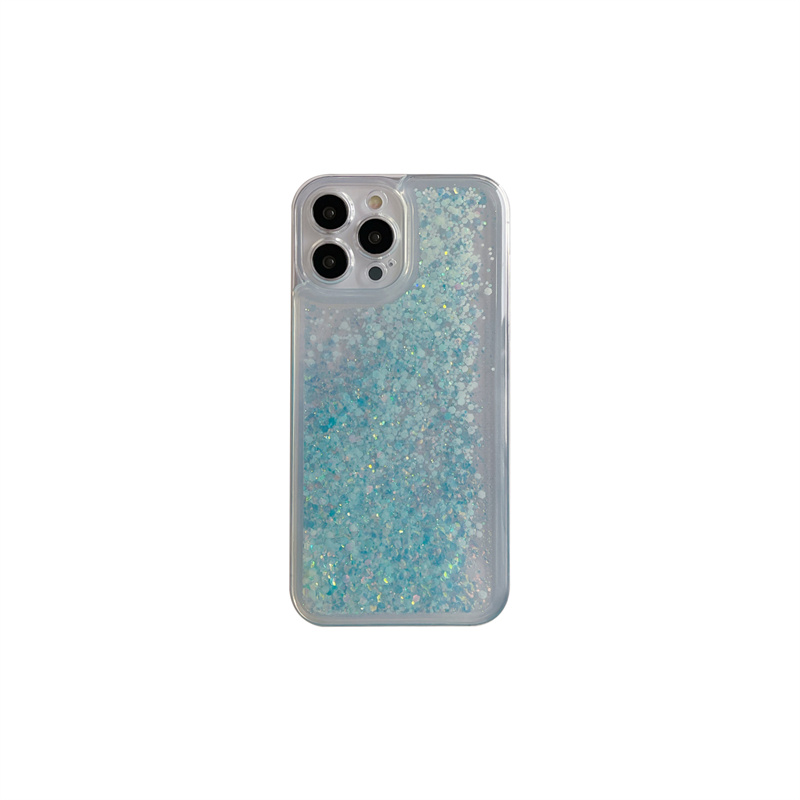 Glow Dark Luminous Liquid Sand Glitter Phone Case for iPhone 14 15 Pro Max 16 13 12 14Pro Luxury Brilliant Quicksand Cover Hood: for iphone13 Pro(6.1") / Blue