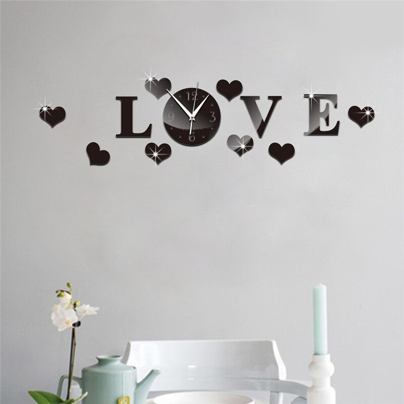 Reloj de pared de 3D, reloj de pared adhesivo con espejo, pegatina de reloj grande, decoración para el hogar, , pegatinas de pared DIY
