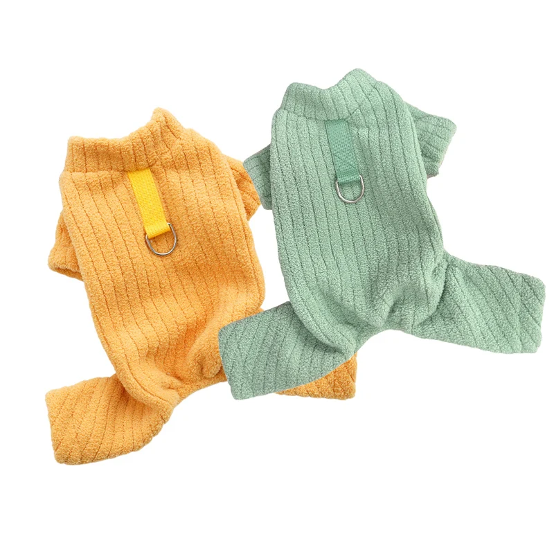 Macacão de lã coral para cães, cor sólida, roupas de inverno para cachorro, pijama macio, roupas térmicas para cães pequenos, gatos, fantasia para animais de estimação