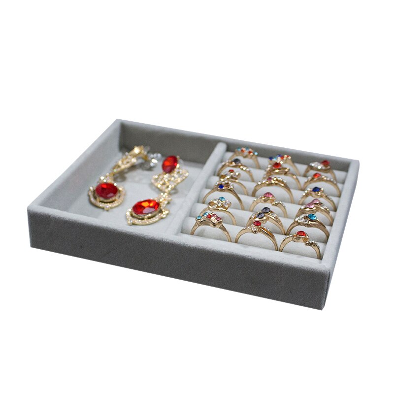 Velvet Jewelry Ring Display Organizer Case Tray Holder Necklace Earrings Bangle Storage Box Showcase Jewelry Stand Holder