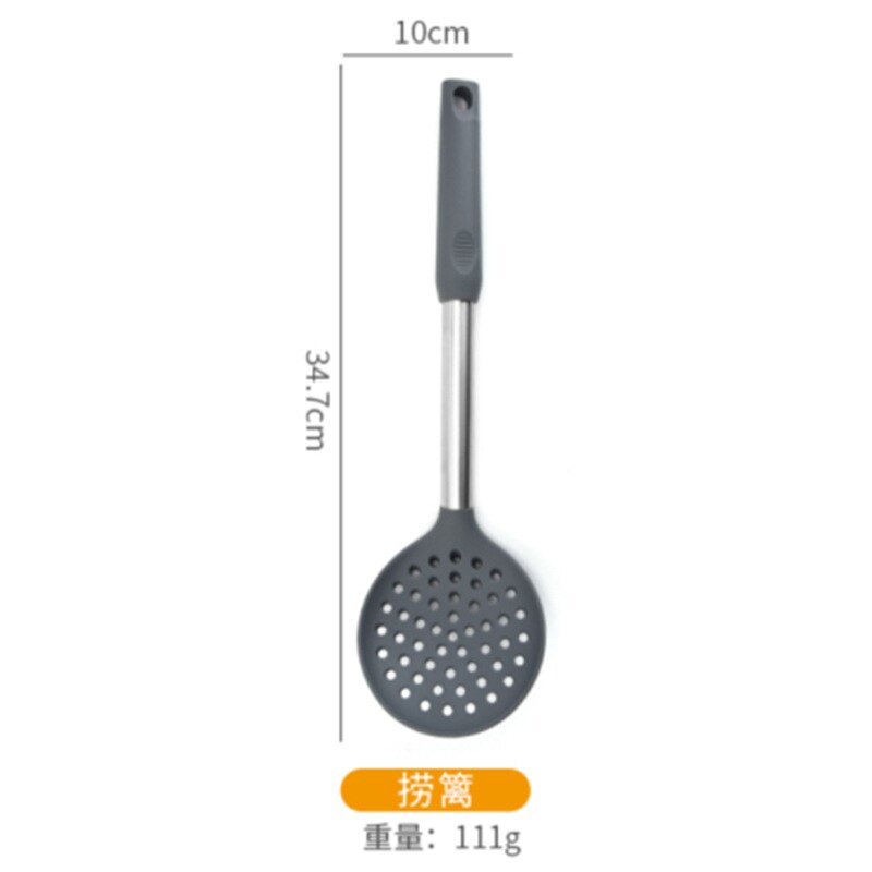 10pcs/set Stainless Silicone Kitchen Utensils Set Kitchen Cooking Spatula Non-stick Frying Spatula Pot Colander Soup Spoon: 03