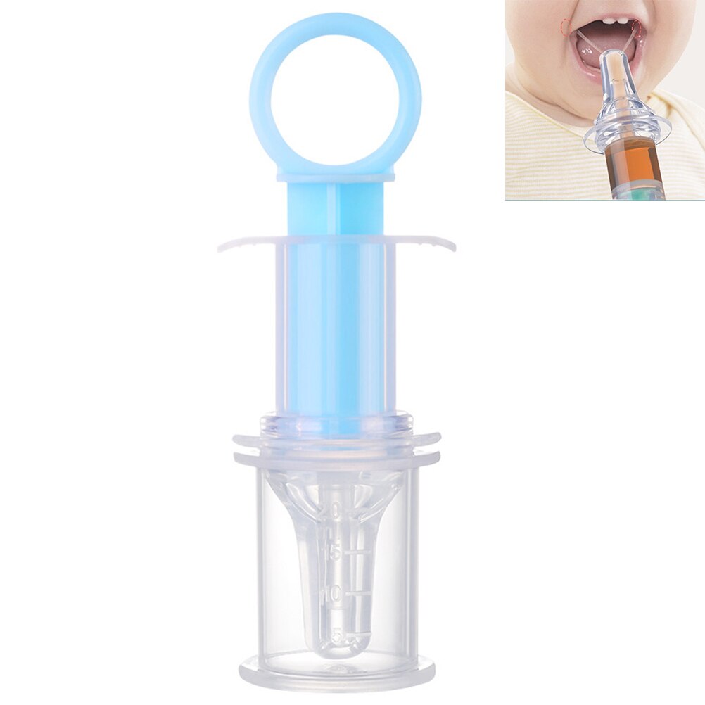 Utensilios de alimentación alimentador de aguja, dispensador cuentagotas de medicina para apretar, chupete, dispensador de medicina inteligente para bebés y niños: Azul