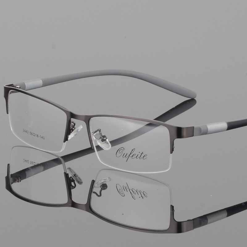 Eyewear Titanium Glasses Frame Men Eyeglasses Computer Optical Prescription Reading Clear Eye Lens male Spectacle lunette de vue: Gray