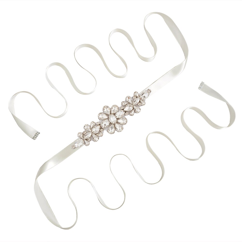 TRiXY S45 Handgemaakte Bruiloft Riemen Kristal Trouwjurk Riem Bruiloft Accessoires DIY Bruid Bridal Sjerpen Bridal Riemen: off white