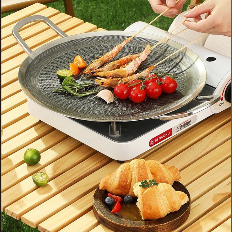 Grill platte 316 Edelstahl Outdoor Grill Topf Haushalt koreanische Eisenplatte Kochen Induktion sherd Bratpfanne