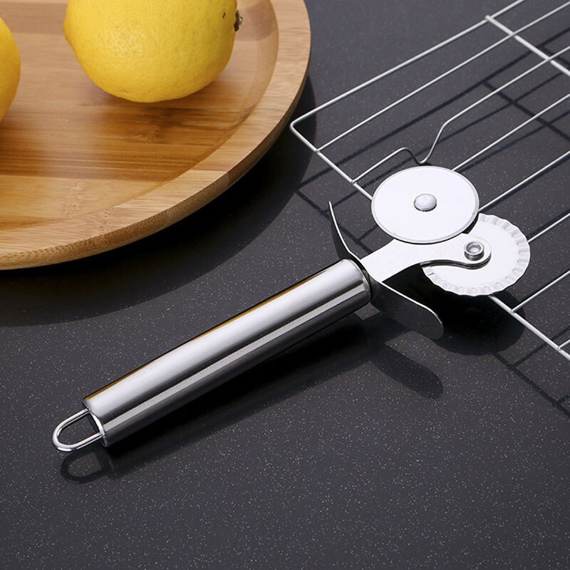 1 Pack Stainless Steel Double Wheel Pizza Cutter Pastry Slicer Multi-Use Kitchen Gadget Double Pastry Wheel Cutter: Default Title